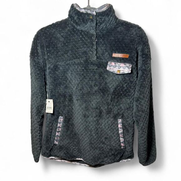 Simply Southern Womens Quarter Snap Pullover Size S Grey Greenish Blue NWT - Picture 1 of 5